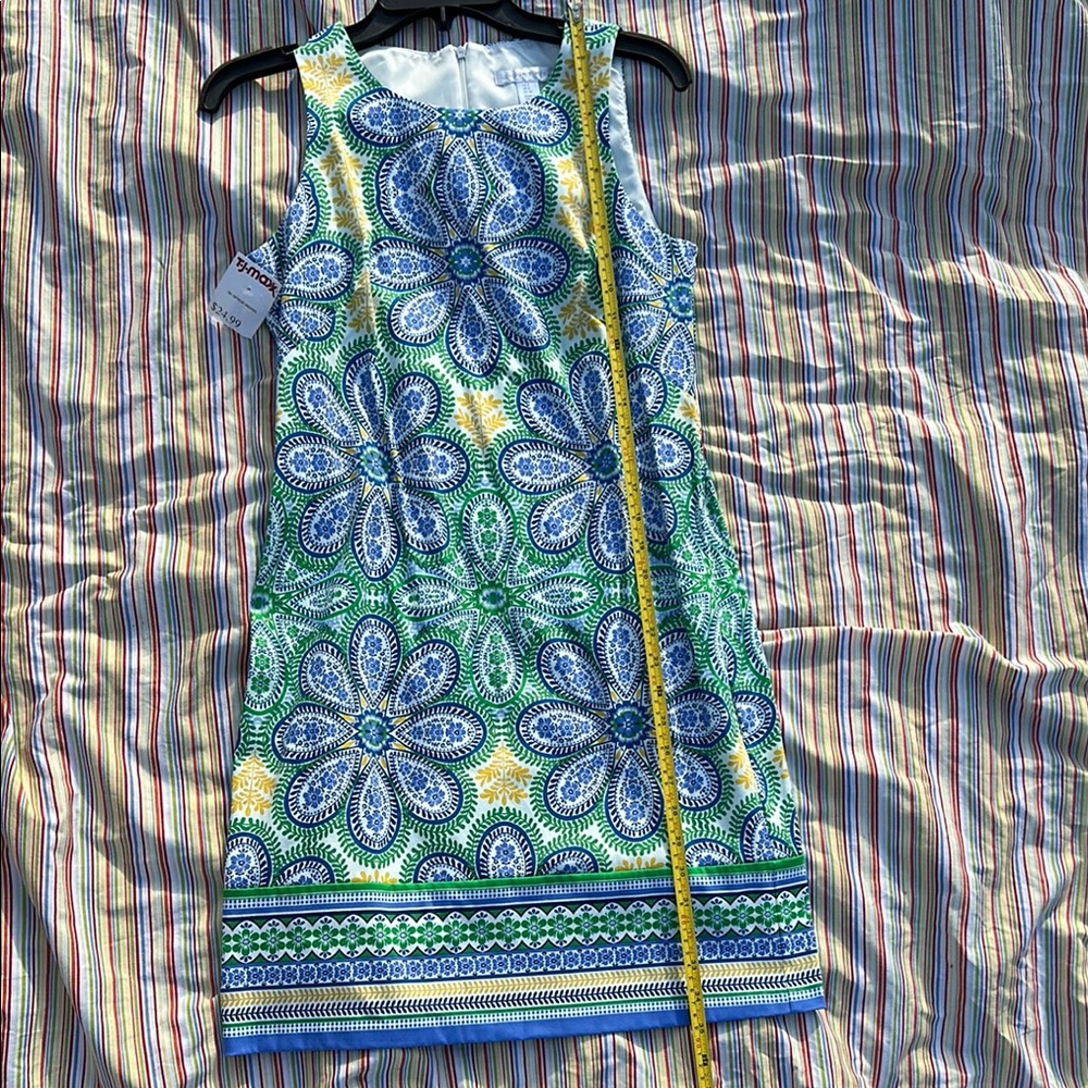 London Times Blue and Green Floral Mini Dress - Picture 4 of 7
